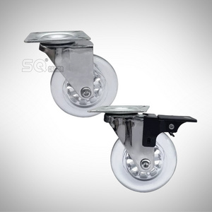 Transparent PU 1.5 2 2.5 3 4 Inch Wheels Swivel Threaded Stem With Brake Office Chair Castor Silent Furniture Caster wheel