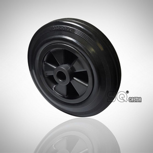 Black Wheel & Solid Rubber Tyre & Roller or Ball Bearing 160mm 6 Inch Fits Trailer Jockey Wheel