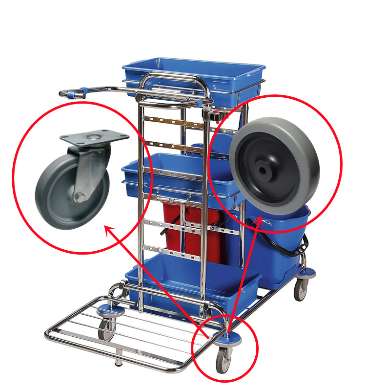 SQ 2 3 4Inch TPR Swivel Light Duty Industrial Caster Food Cart Caster Wheels small size PP Plate Casters for sevice cart