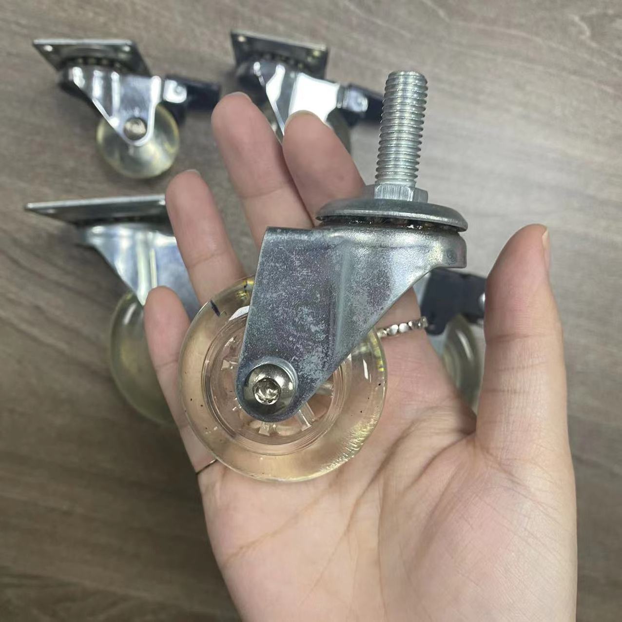 Transparent PU 1.5 2 2.5 3 4 Inch Wheels Swivel Threaded Stem With Brake Office Chair Castor Silent Furniture Caster wheel