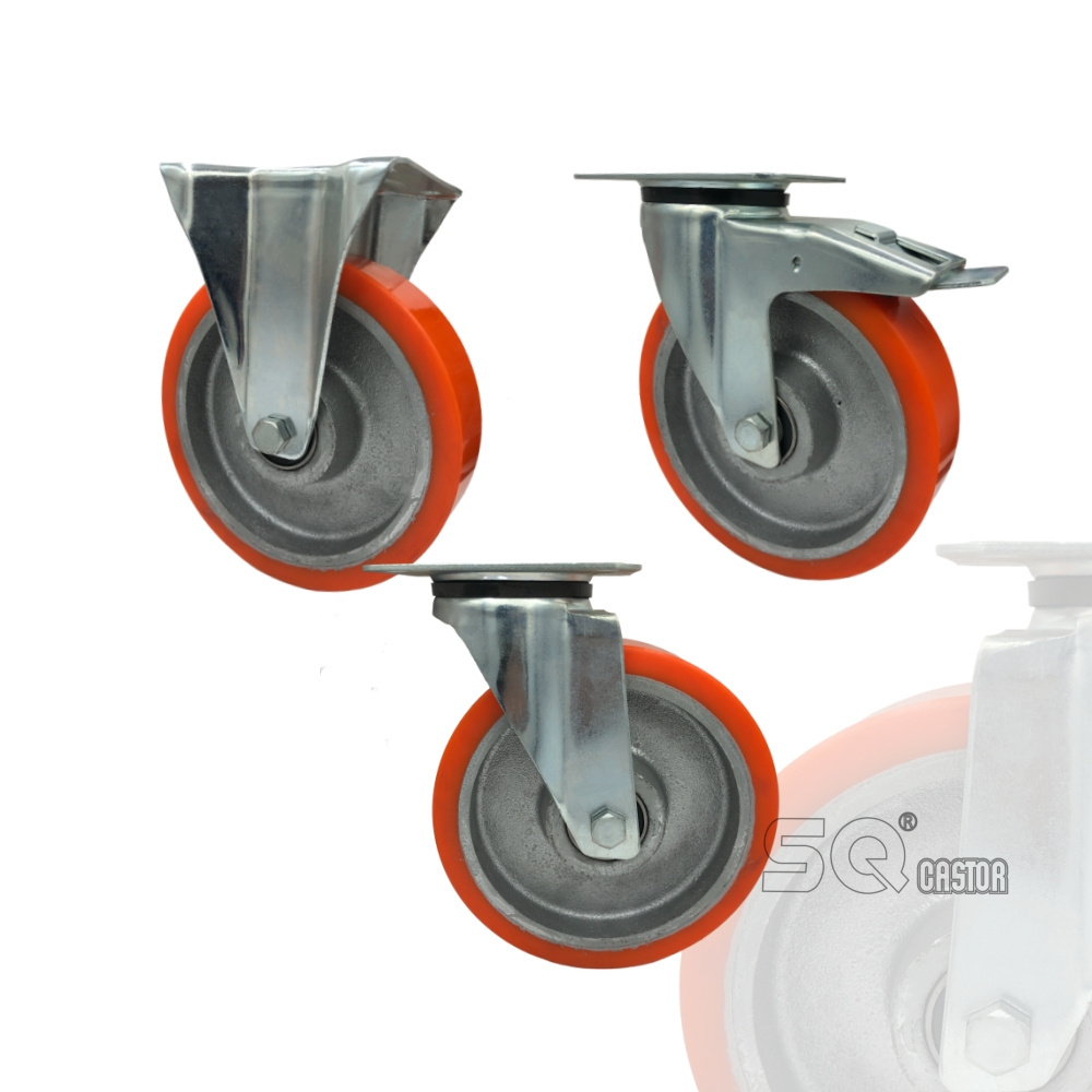 6 8 10 inch Workshop Trolley Swivel Plate Aluminium Core Medical Castor Wheel Brake Large Load Capacity Heavy Duty Caster