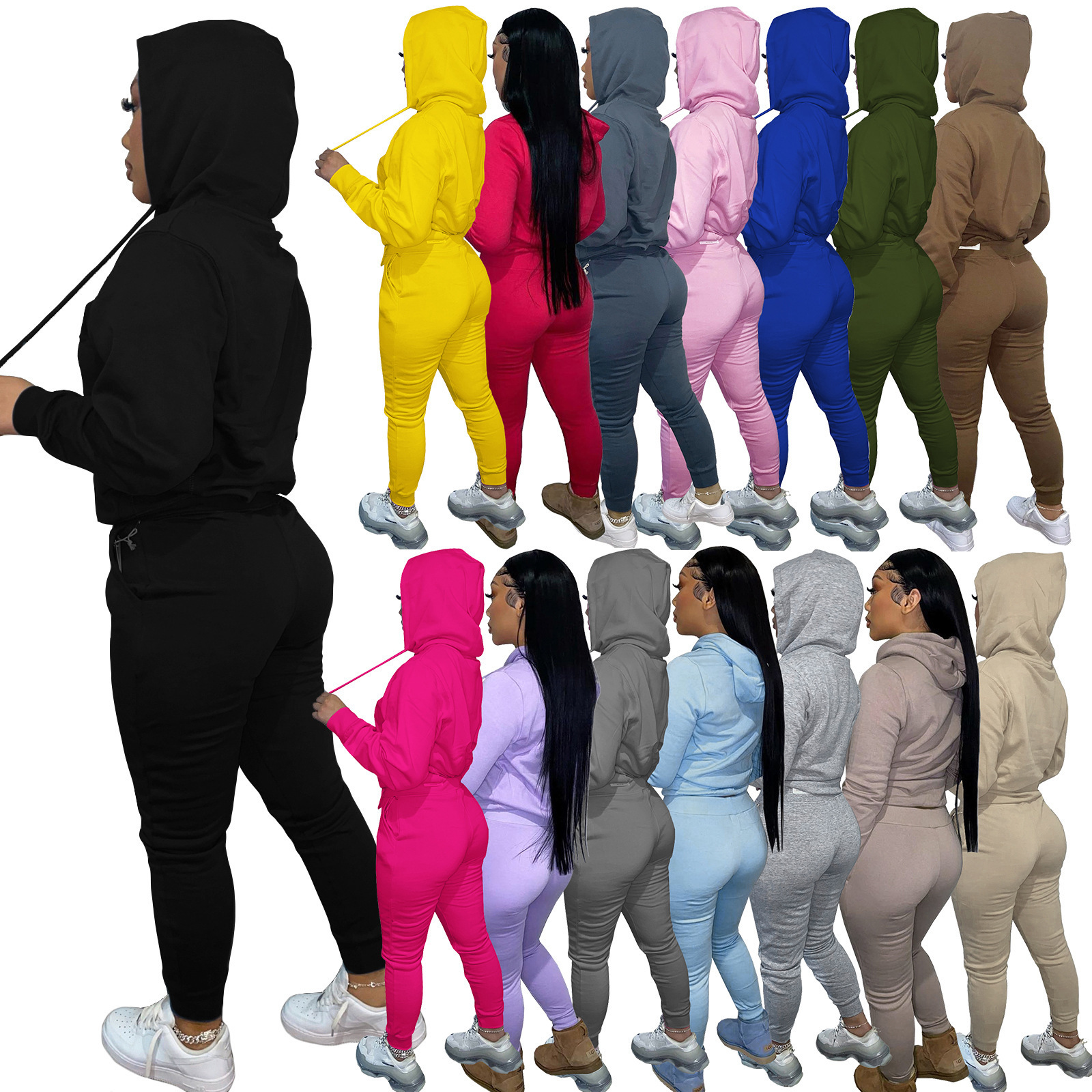 Wholesale 2023 Custom Logo Female Training Wear Sweatsuit 2 Piece pants Sets Track Suit Tracksuits jogger Women Jogging Suits