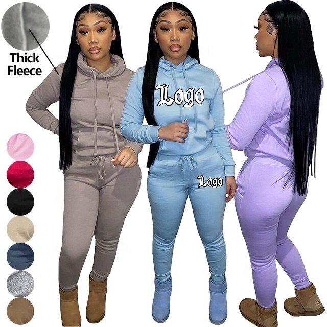 2023 wholesale Custom Logo rhinestom embroidery Cotton Jogging Suit Womens hoodie Set Tracksuit Sweatsuit Women Sweat Suits