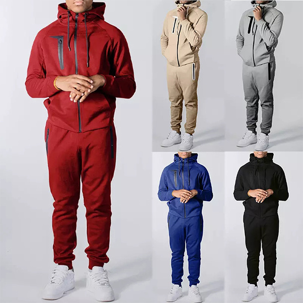 2022 stylish custom logo Hoodie Sweatsuit Mens clothing 2 Piece Set Track Windbreaker Sweat Suit Set plain tracksuits for men