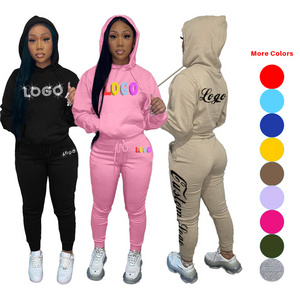 Wholesale 2023 Custom Logo Female Training Wear Sweatsuit 2 Piece pants Sets Track Suit Tracksuits jogger Women Jogging Suits