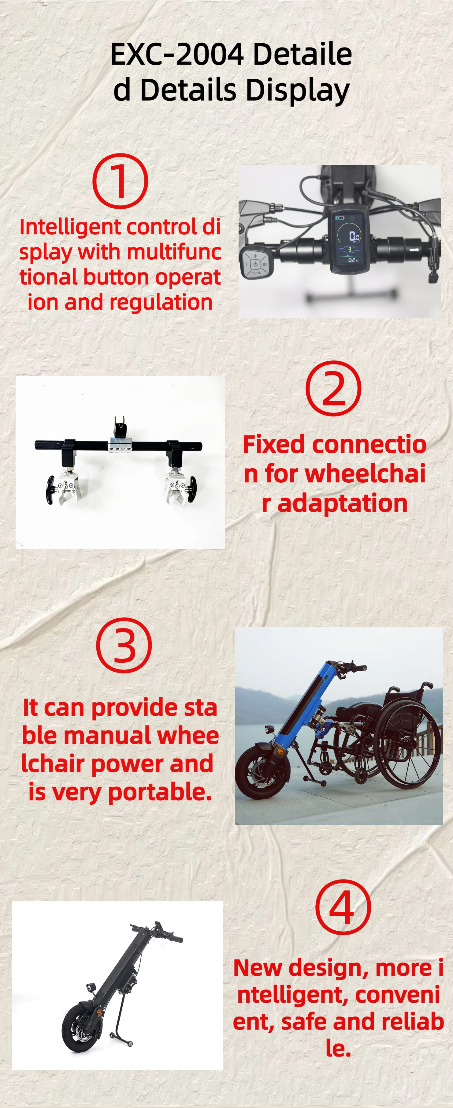 Lightweight Wheelchair Bike Attachment Wheelchair Handbike Newest Hot Sale Electric Wheelchair Kit