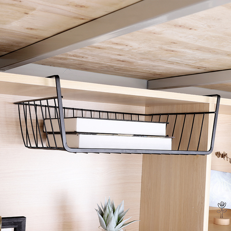 Undershelf Storage Basket Household Metal Under Shelf Hanging Shelves for Kitchen Pantry Bookshelf