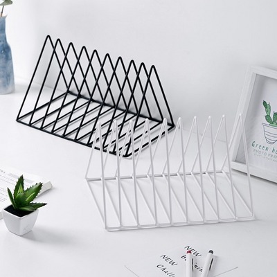 Modern Triangle Desktop Decorative Metal Storage Book Shelf Book Shelf Document Holder For Home,Office