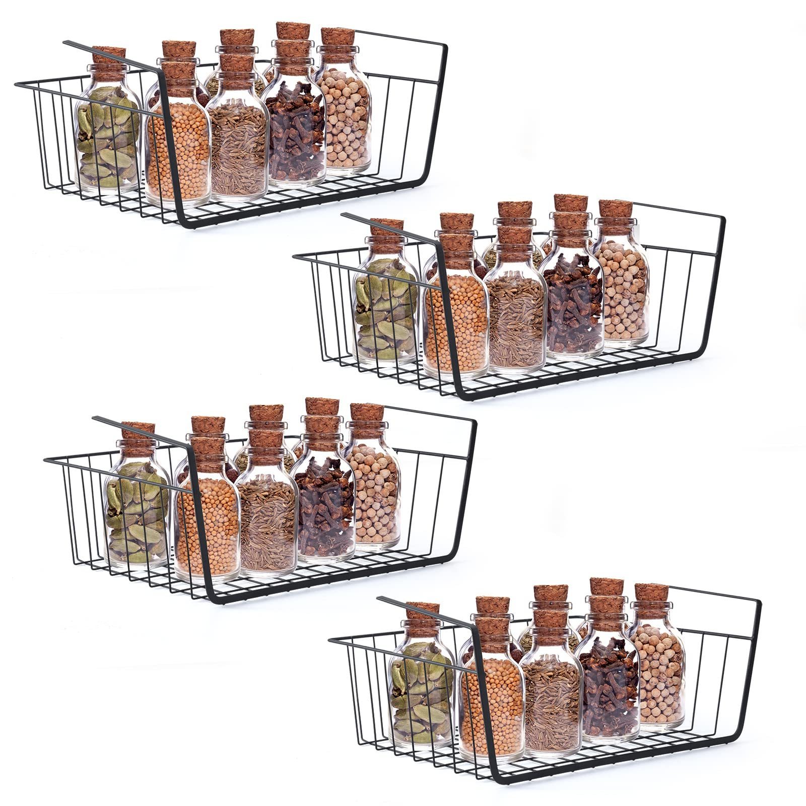 Undershelf Storage Basket Household Metal Under Shelf Hanging Shelves for Kitchen Pantry Bookshelf