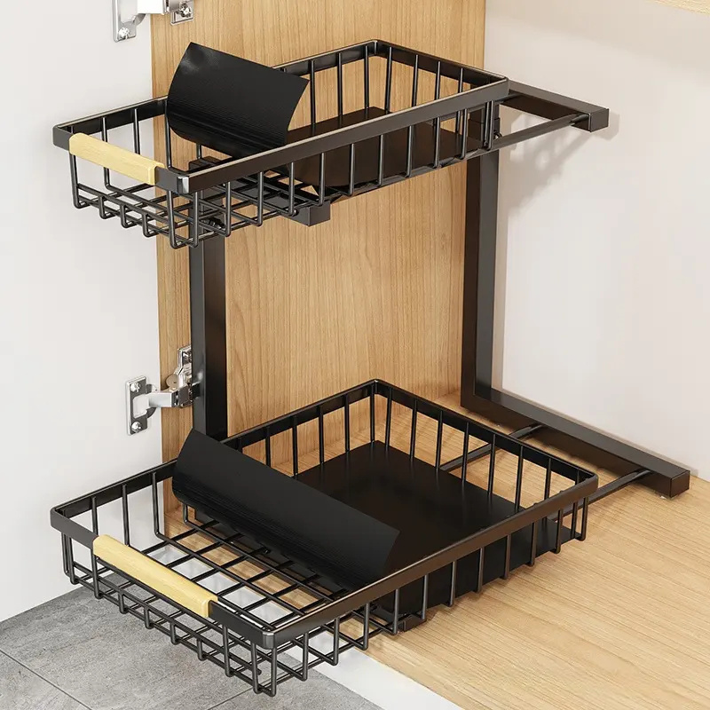 Multifunctional Kitchen sink 2-Tier adjustable height kitchen bathroom cabinet under the sink organizer Storage of miscellaneous