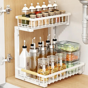 Multifunctional Kitchen sink 2-Tier adjustable height kitchen bathroom cabinet under the sink organizer