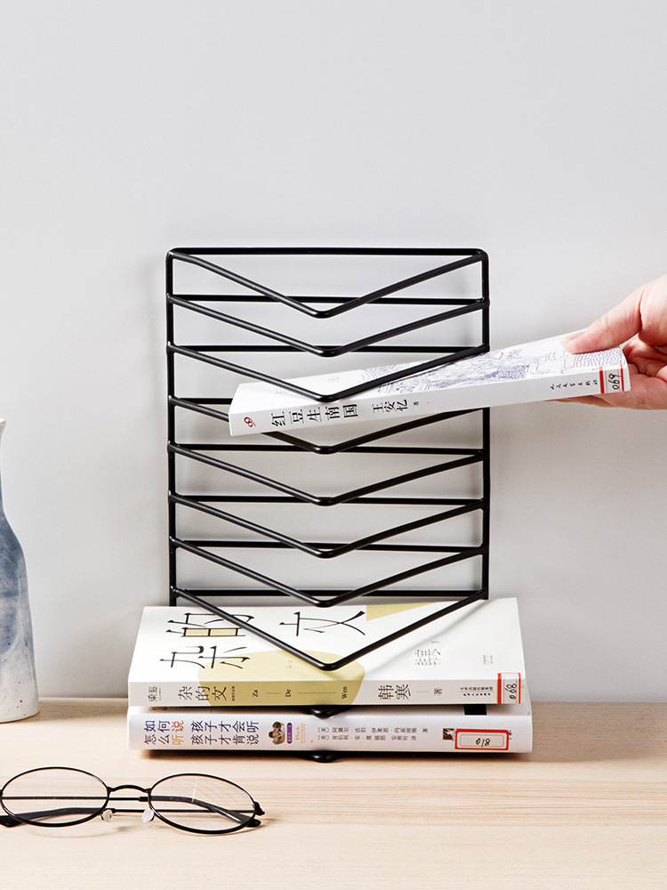 Modern Triangle Desktop Decorative Metal Storage Book Shelf Book Shelf Document Holder For Home,Office