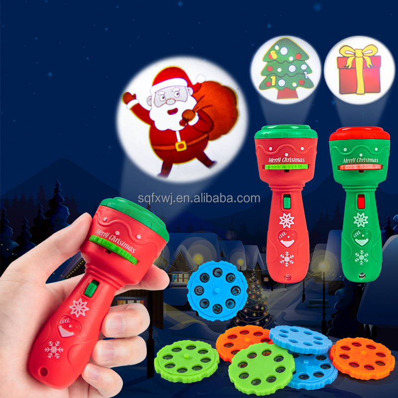 Hot selling christmas tree flashlight projector gift toy 24 pattern christmas flashlight projection educational toys for kids