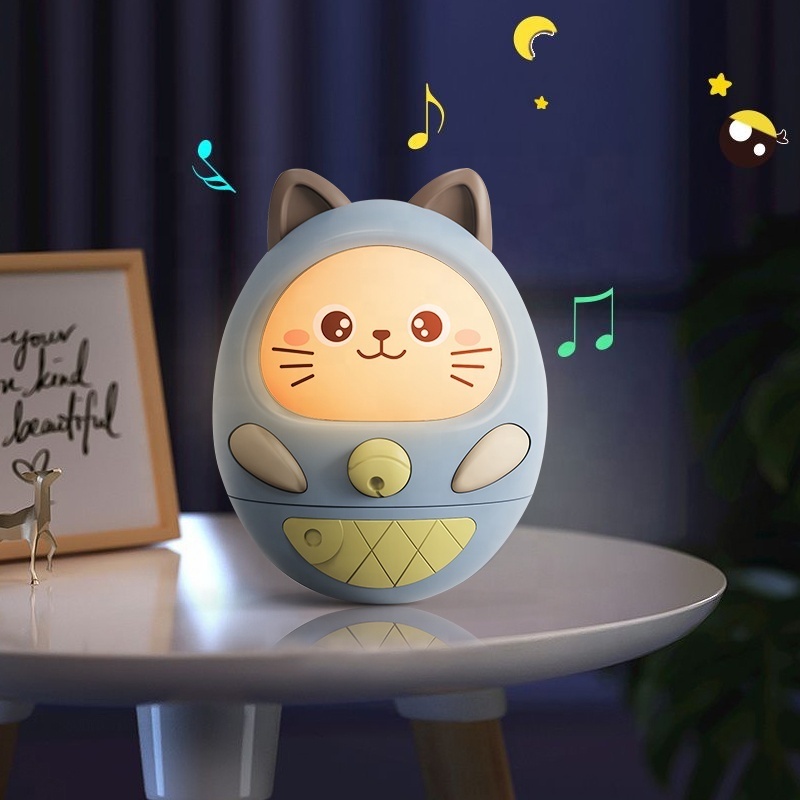 New Baby Musical Early Learning Toys with light Cute Electric Kids Tumbler Toy Light Toddler Cat rattle Educational To