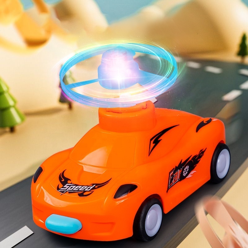 Birthday gift friction toy vehicle flying spinner Toys Light-up Toys Car Set Friction Powered helicopter Colorful LED lights