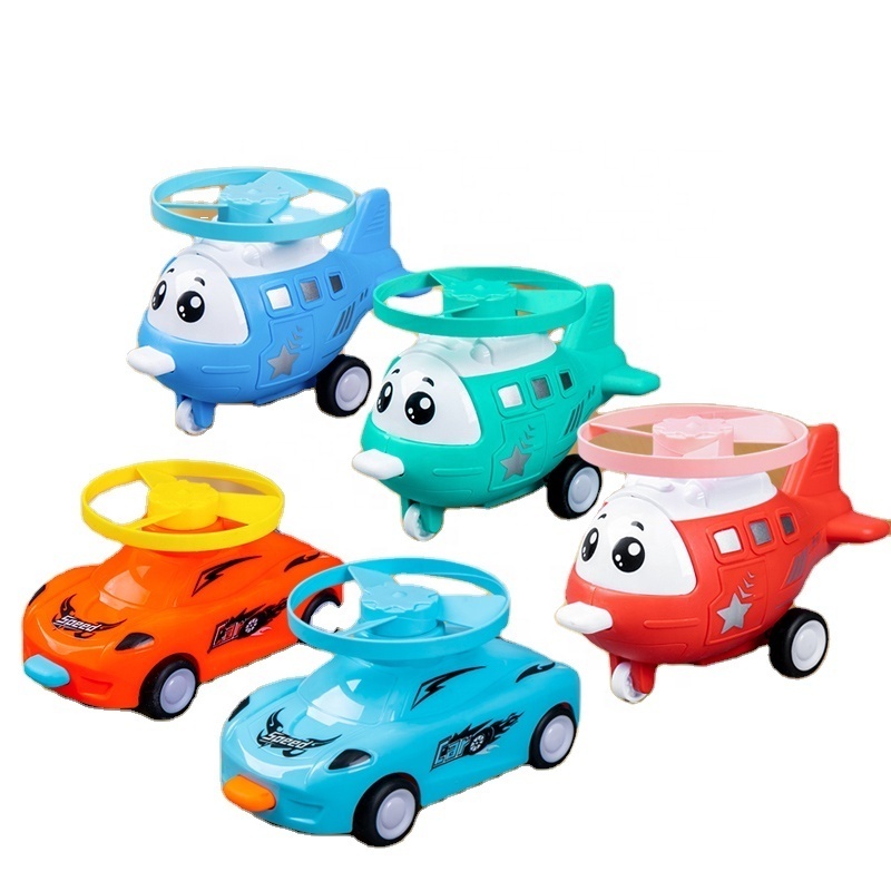 Birthday gift friction toy vehicle flying spinner Toys Light-up Toys Car Set Friction Powered helicopter Colorful LED lights