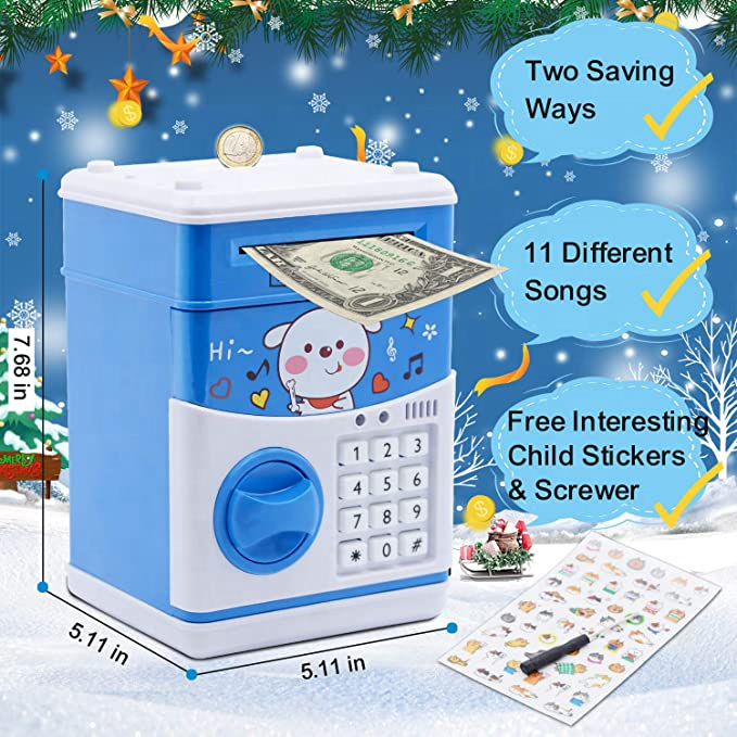 Tik tok hot sell money safe box with lock piggy bank bear plastic coin bank animal piggy bank digital money boxes