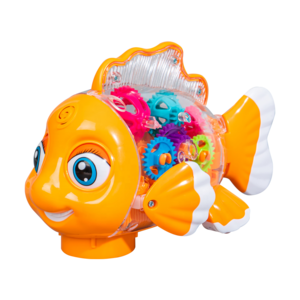 New design Children's light music cartoon electric universal transparent gear luminous Clown fish toy