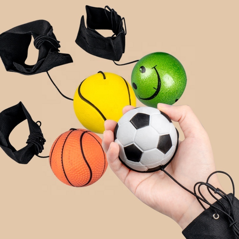 Sport Return Sponge Rubber Hand Ball Game Exercises Bouncing Elastic On Nylon String Children Kids Outdoor Toys Ball