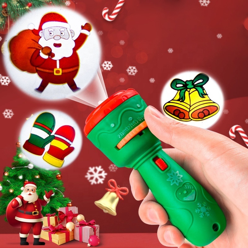 Hot selling christmas tree flashlight projector gift toy 24 pattern christmas flashlight projection educational toys for kids