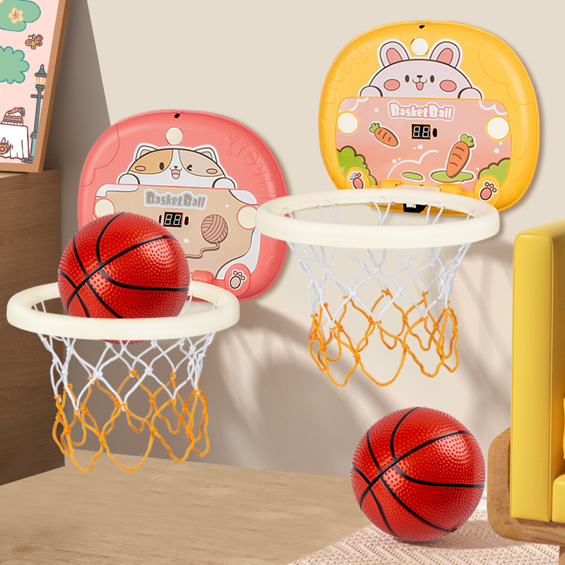 2023 new design Infrared 2 Sensing Cartoon Mini Basketball Hoop Toys Board LED Digital Scorer Light and Music For Kids toy