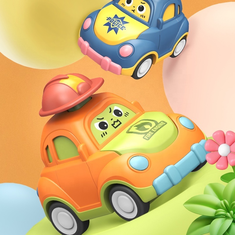 Baby Cartoon Toy Car Mini Press Go Vehicles Inertia Pull Back Cars Montessori Early Education Crawling Toys for Toddlers Boys