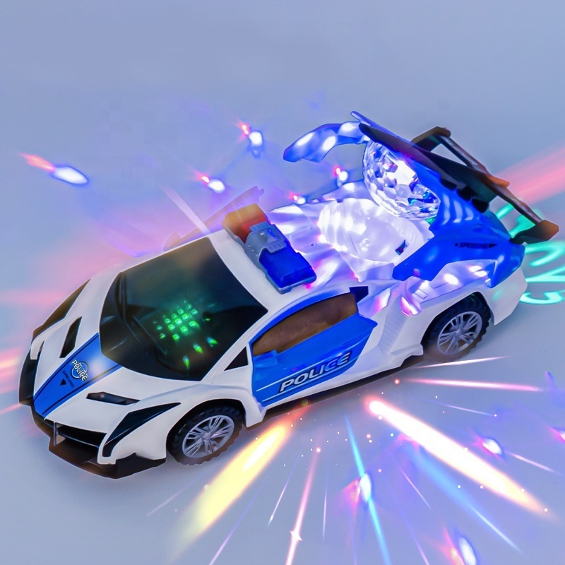 1-2 Children's music electric rotary universal kids police car colorful lights car toy Electric car