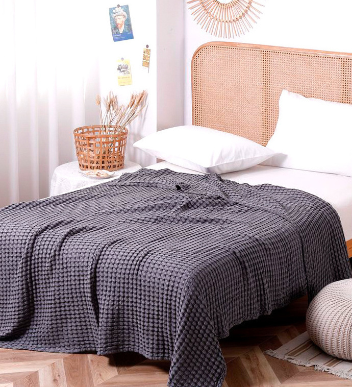 Bamboo fiber blanket and bed cover Nordic ins plain waffle office sofa nap blanket wholesale