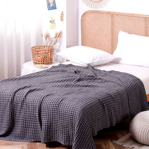 Bamboo fiber blanket and bed cover Nordic ins plain waffle office sofa nap blanket wholesale