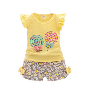 2021 summer girl baby baby 0-4 years old bow casual cute suit