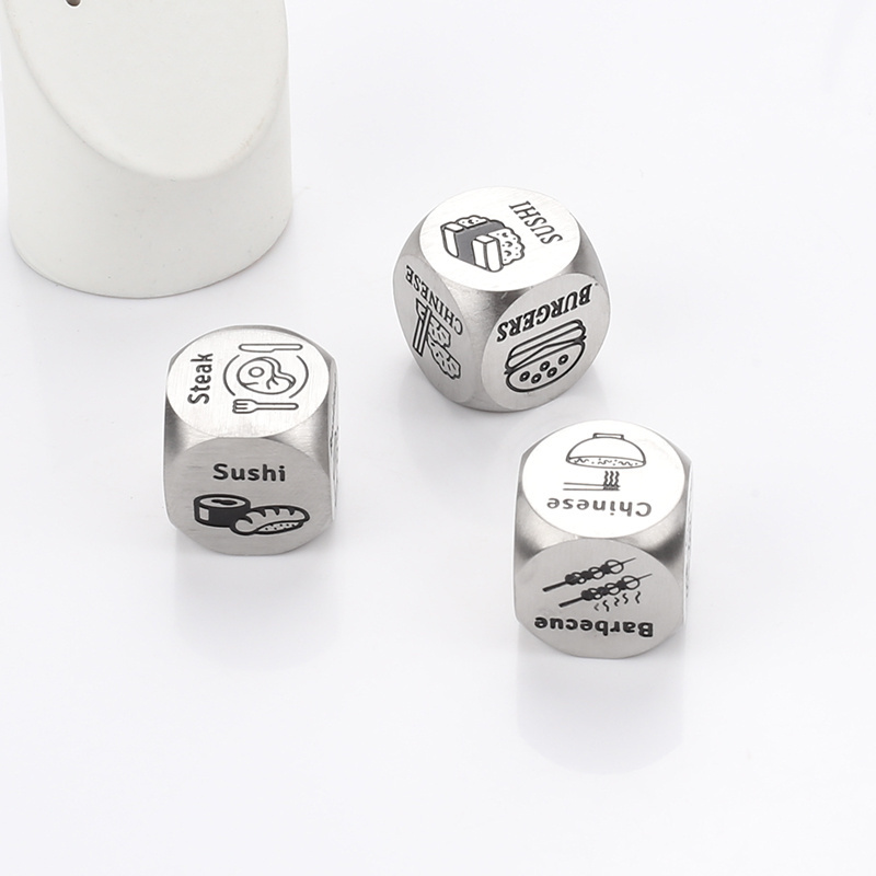 Stainless Steel Metal Polyhedral Dice Engraved Custom Logo Pattern Letter Prevent Anxiety Dnd