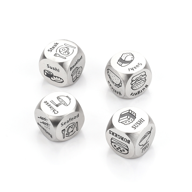 Stainless Steel Metal Polyhedral Dice Engraved Custom Logo Pattern Letter Prevent Anxiety Dnd