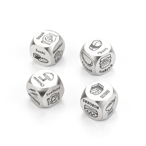 Stainless Steel Metal Polyhedral Dice Engraved Custom Logo Pattern Letter Prevent Anxiety Dnd