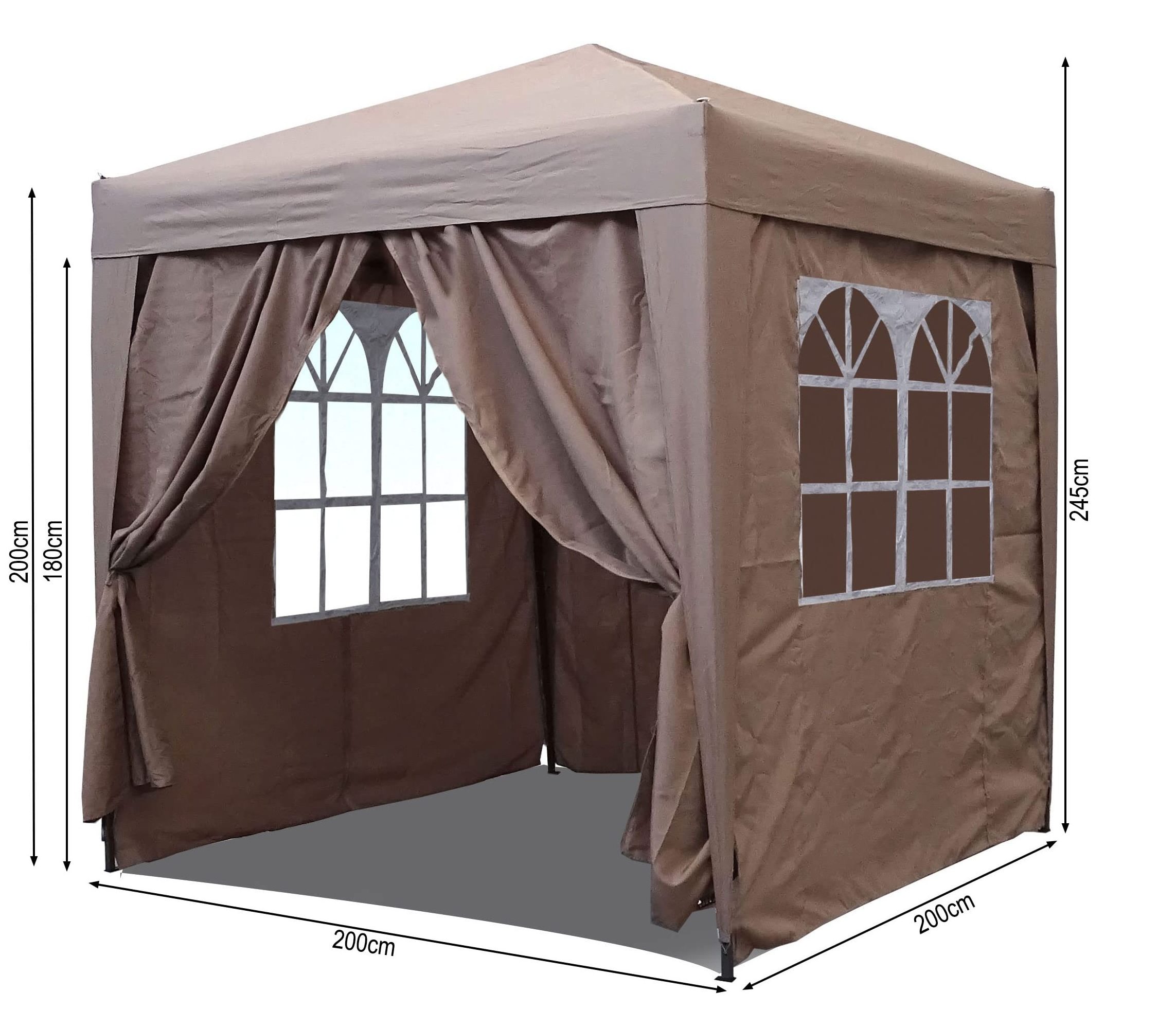 Tents camping outdoor, Patio Instant Shelter with Sidewall, 2 x 2m Collapsible Trade Show Gazebo Canopy Tent