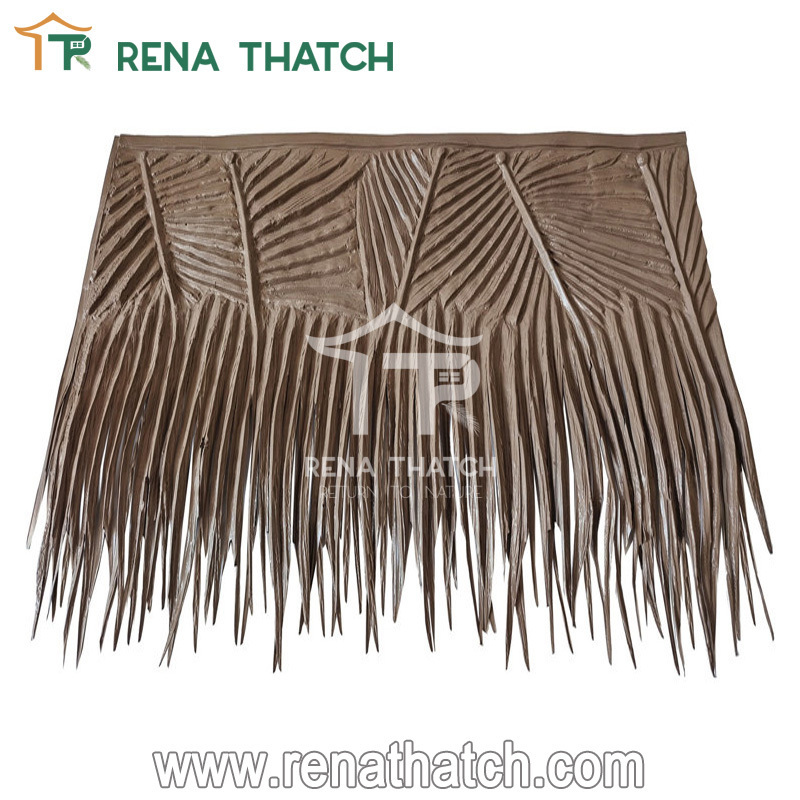 Outdoor fire retardant artificial thatch synthetic palm roof plastic palm panel roof thatch tile