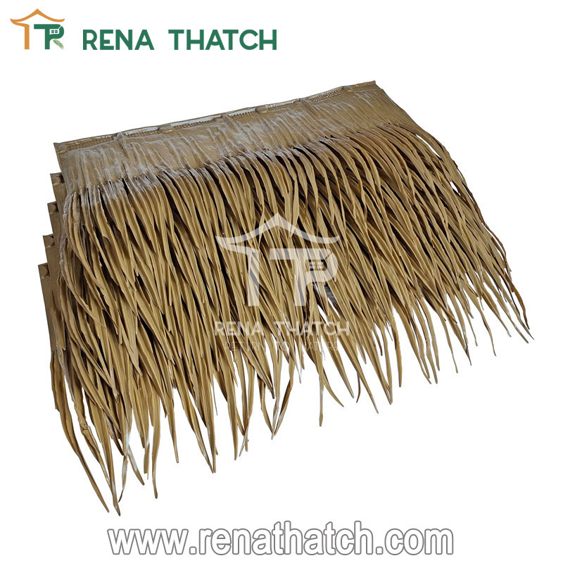 Eco-friendly artificial palm leaf thatch synthetic palm cover leaf umbrella for theme park resort villas