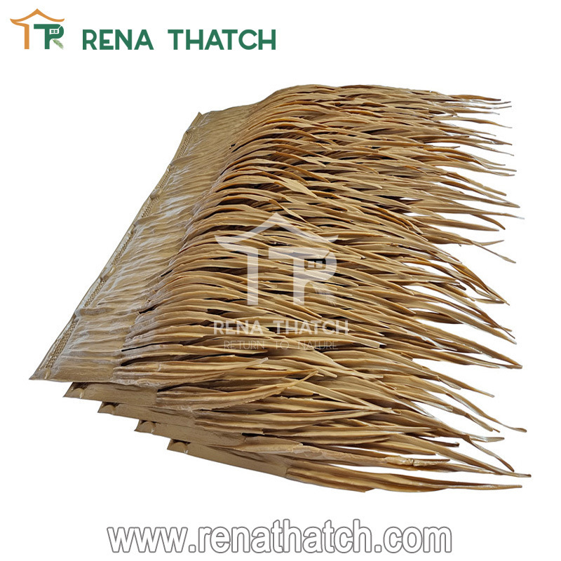 Eco-friendly artificial palm leaf thatch synthetic palm cover leaf umbrella for theme park resort villas