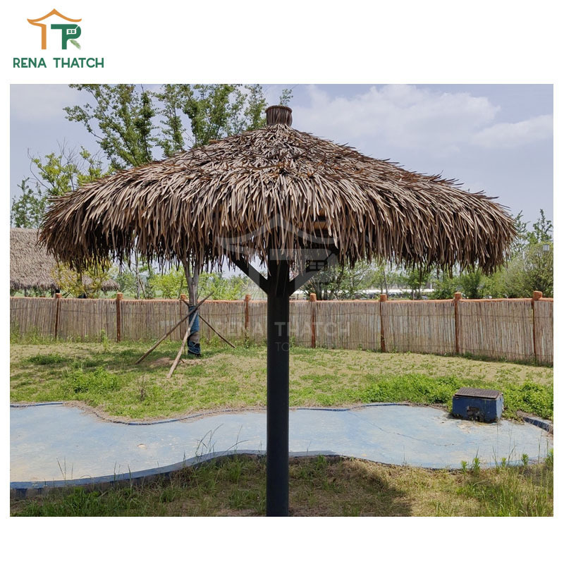 Anti-aging artificial thatch roof tiki bar for beach durable synthetic artificial thatch roof gazebo plastic roof thatch