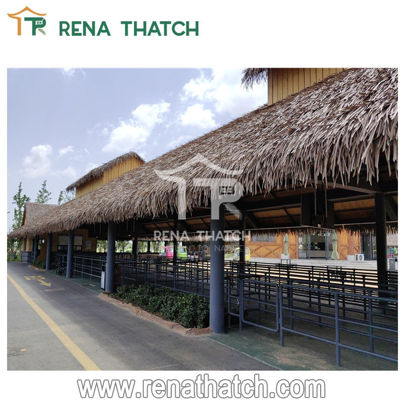 Anti-aging artificial thatch roof tiki bar for beach durable synthetic artificial thatch roof gazebo plastic roof thatch