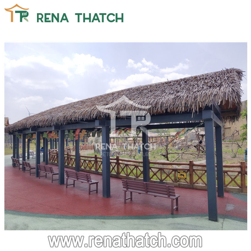 Anti-aging artificial thatch roof tiki bar for beach durable synthetic artificial thatch roof gazebo plastic roof thatch