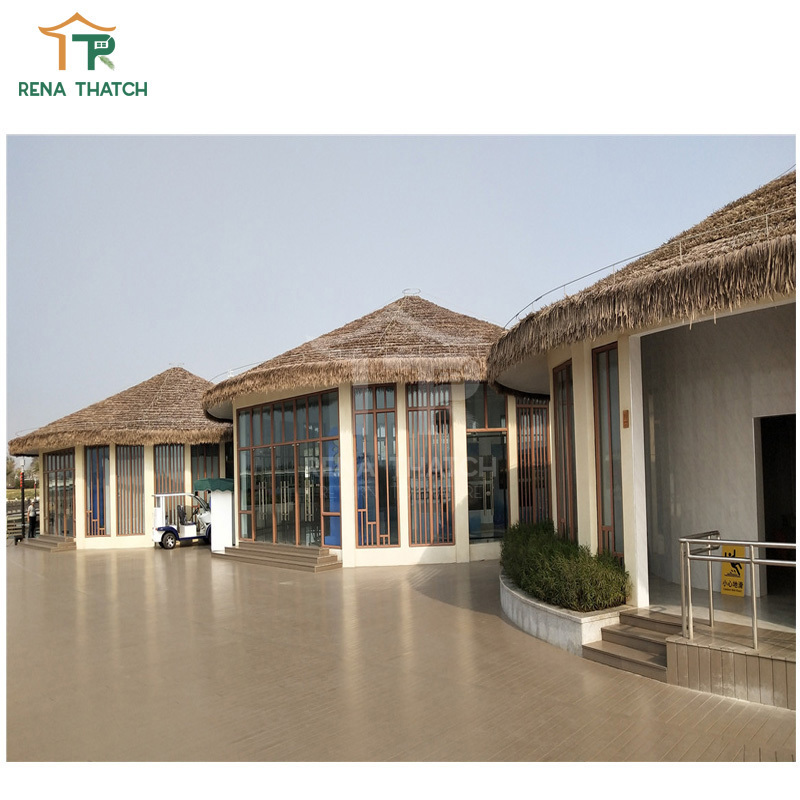 Fire retardant synthetic thatch roof gazebo pergola palm leaf thatch hut plastic palapa thatch