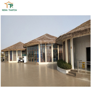 Fire retardant synthetic thatch roof gazebo pergola palm leaf thatch hut plastic palapa thatch