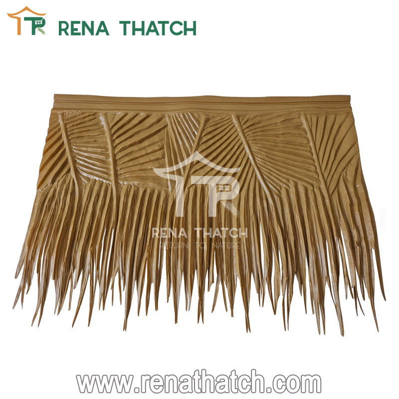 Outdoor fire retardant artificial thatch synthetic palm roof plastic palm panel roof thatch tile