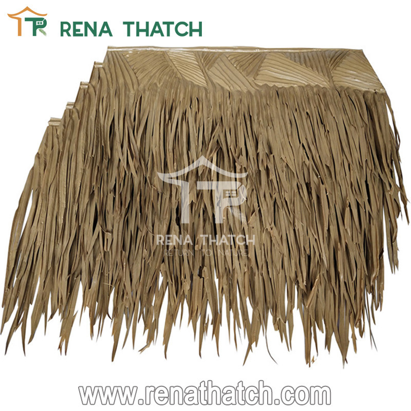 Fire rated synthetic palm cover leaf umbrella synthetic thatch roll palma synthetica