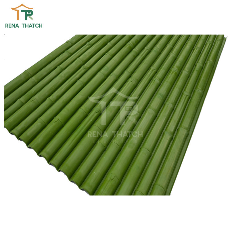 Recyclable artificial green color plastic bamboo screen synthetic bamboo fence artificial bamboo poles