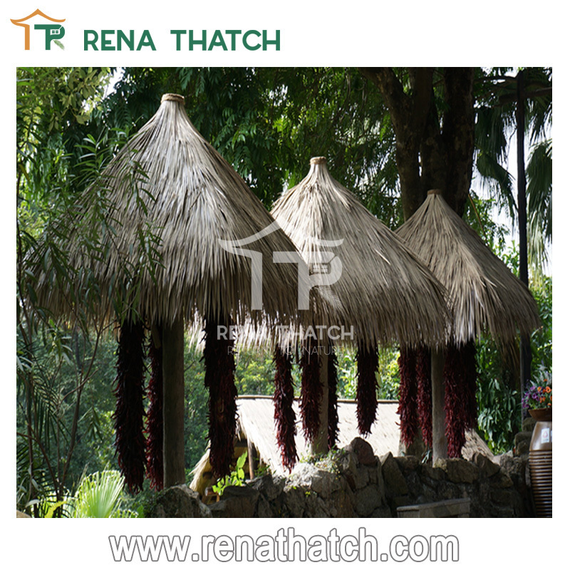 Anti-aging factory price simulation thatch artificial thatch synthetic palm thatch beach umbrella