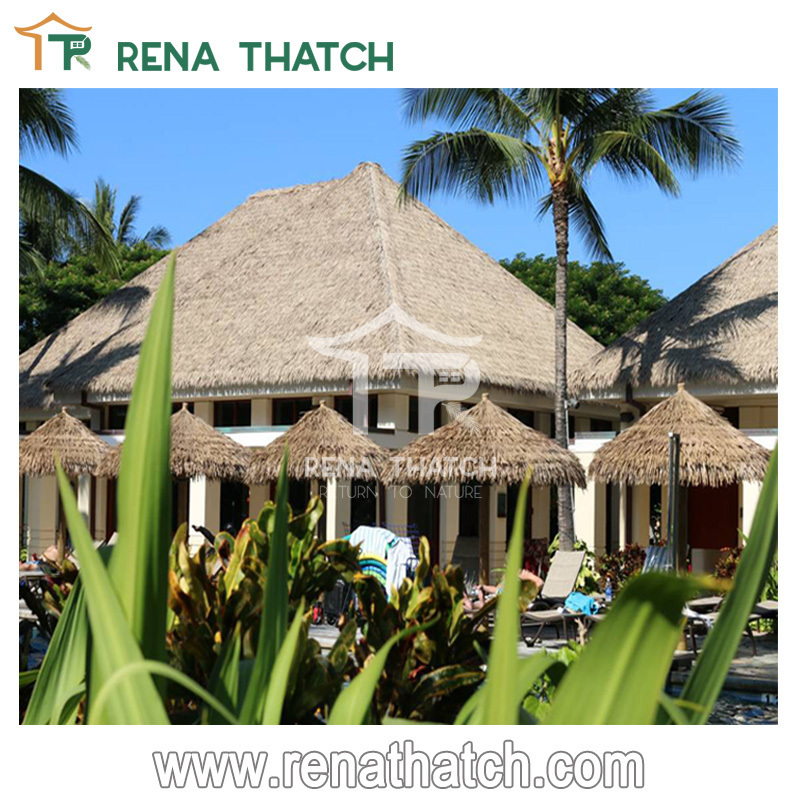 Anti-aging factory price simulation thatch artificial thatch synthetic palm thatch beach umbrella