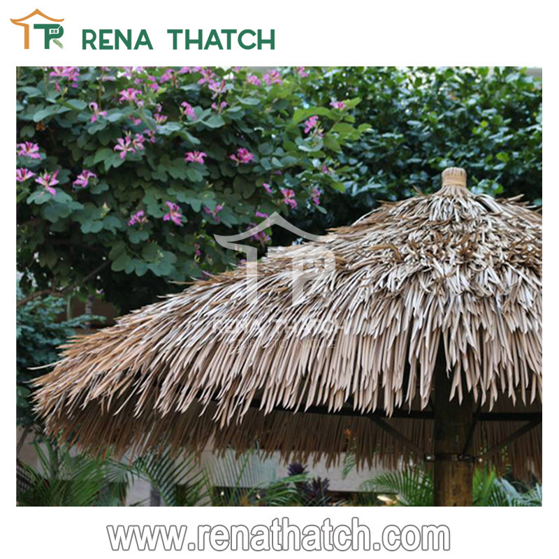 Anti-aging factory price simulation thatch artificial thatch synthetic palm thatch beach umbrella