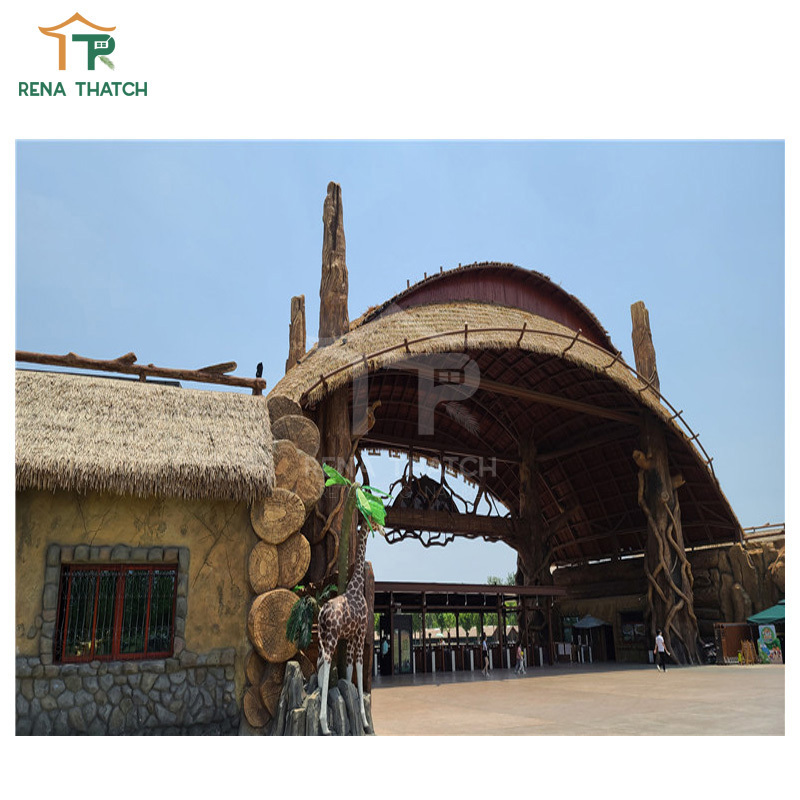 Outdoor popular durable grass thatch roof gazebo synthetic palm thatch cover for Korean roof