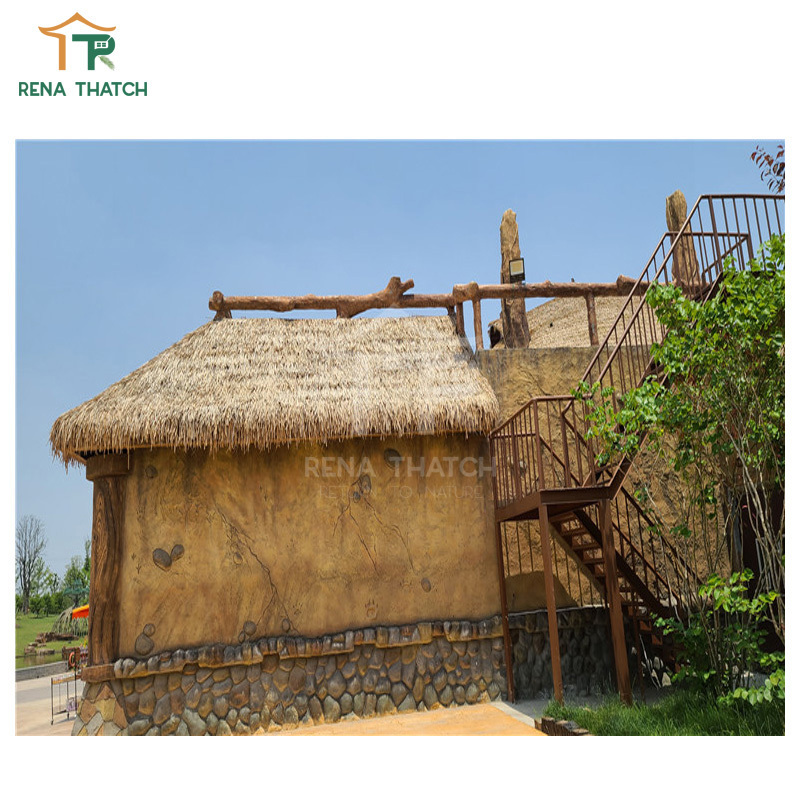 Outdoor popular durable grass thatch roof gazebo synthetic palm thatch cover for Korean roof